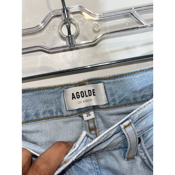 AGOLDE PARKER Jeans Button Fly Straight Cropped Relaxed Pivot Light Wash 26 - Picture 6 of 11